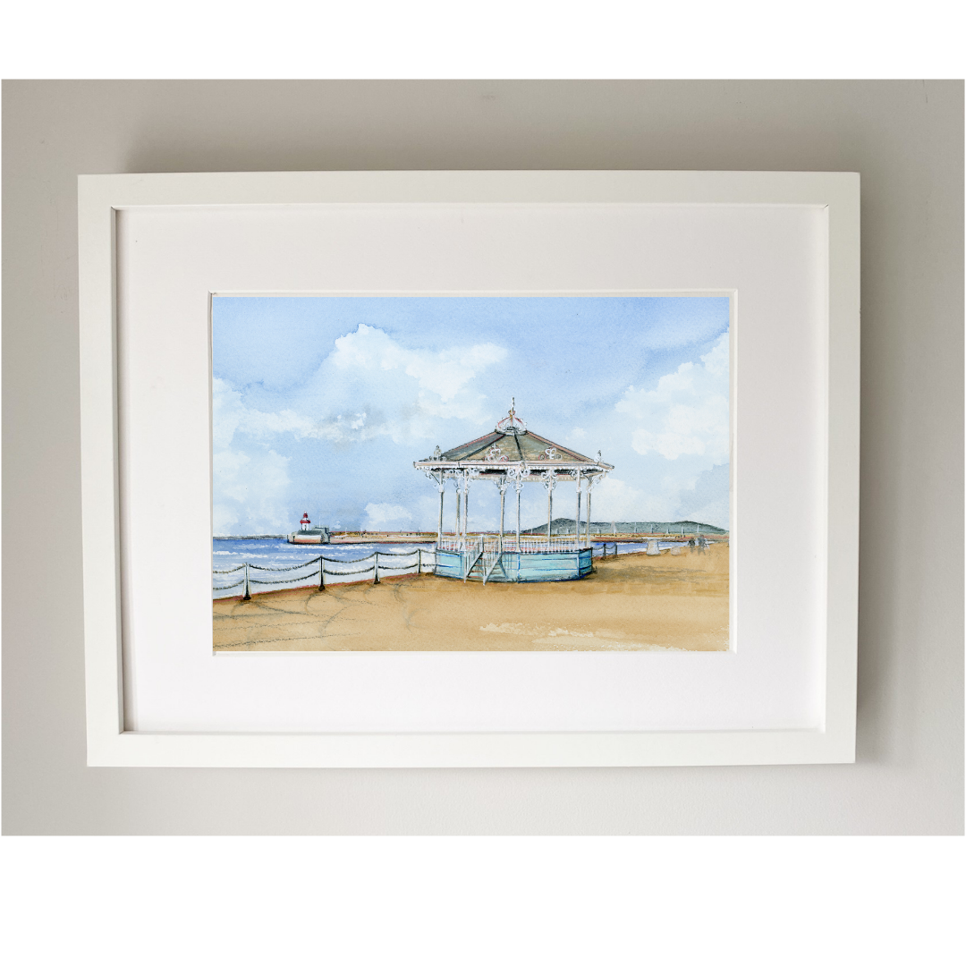 Print of Dun Laoghaire Bandstand Original Water Colour Painting