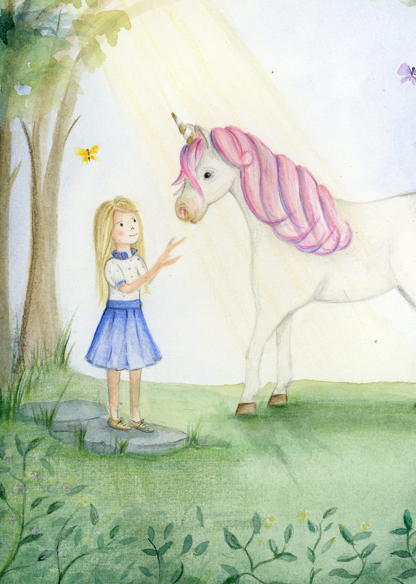 The Girl and the Unicorn Print