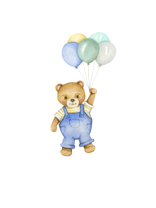 Blue Teddy Bear & Balloons