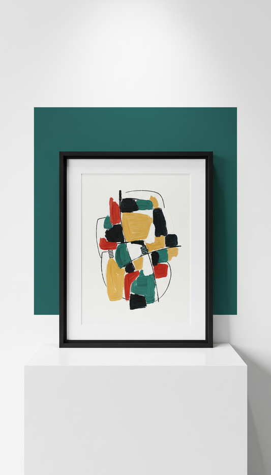 Abstract Oil Painting with Custom Frame