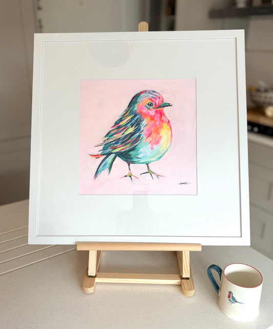 Pink Robin Acrylic Painting