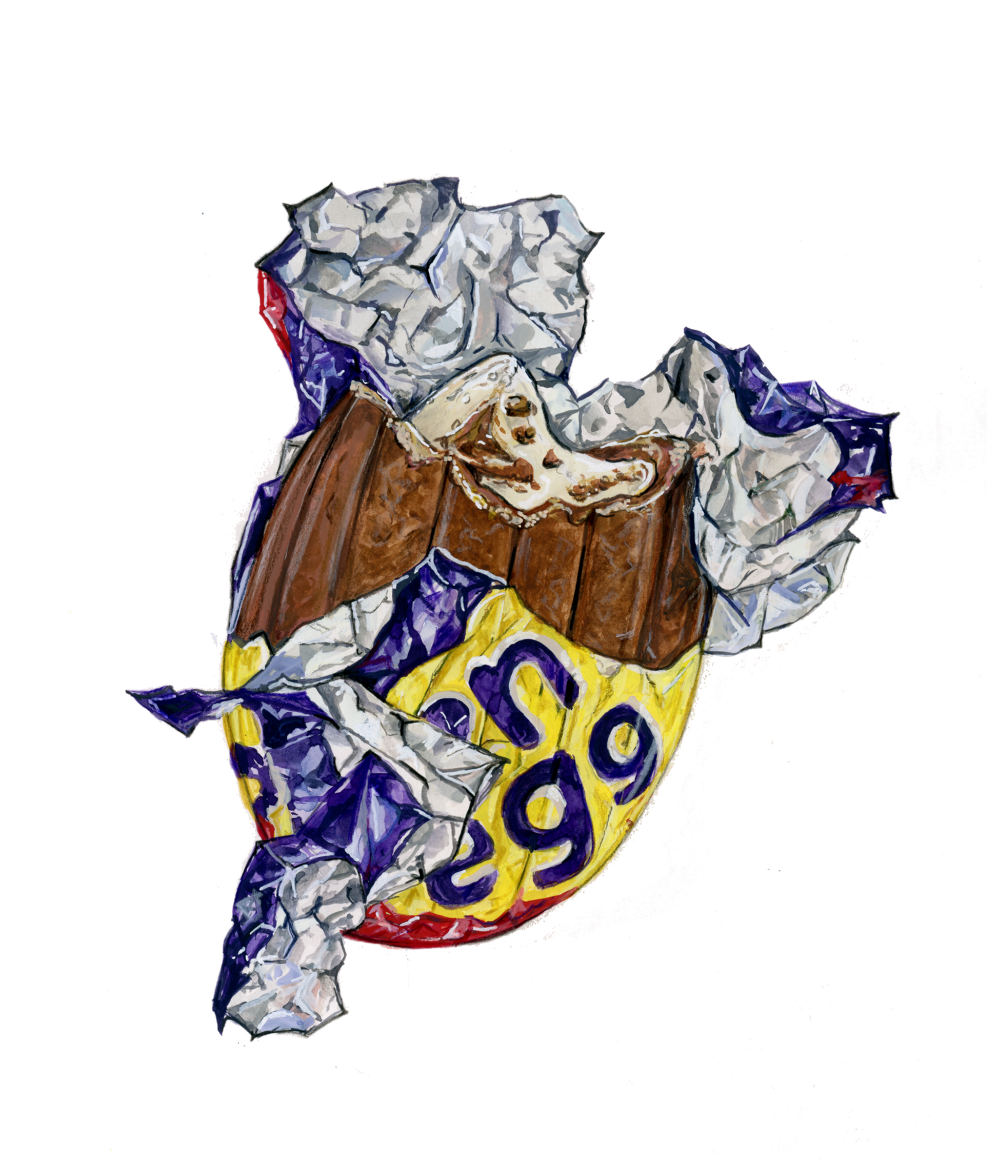 An A4 sized print of a cream egg painting with colorful details