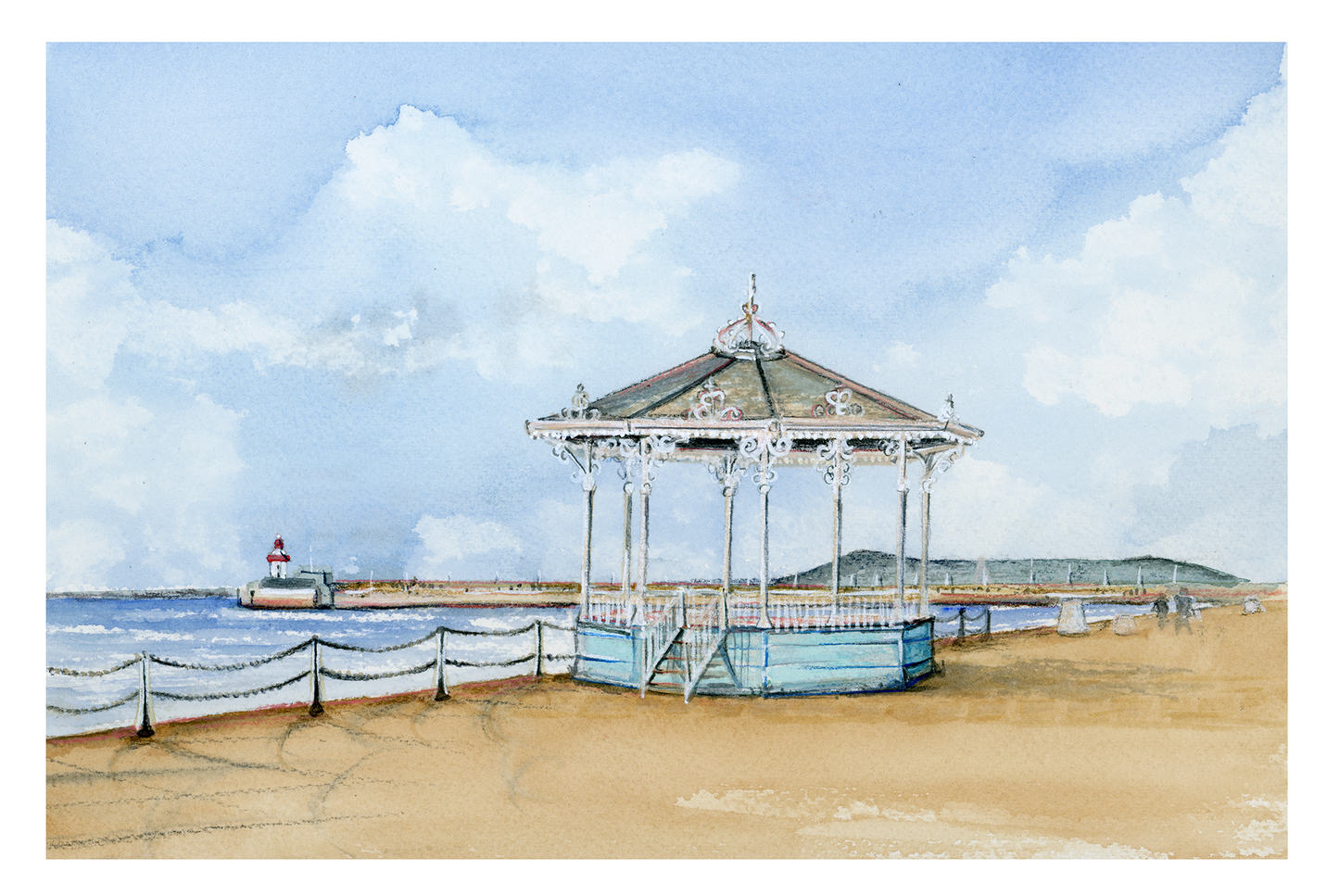 Print of Dun Laoghaire Bandstand Original Water Colour Painting
